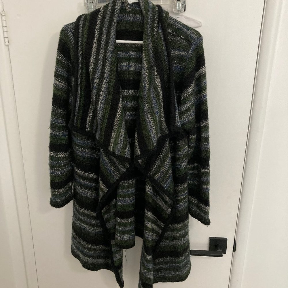 Kensie Women's Striped Knit Open Front Cardigan